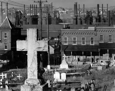 Walker Evans - Bethlehem Graveyard and Steel Mill. Pennsylvania