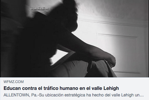 Tashina interviewed on the 69 News Spanish Channel about sex trafficking in the Lehigh Valley