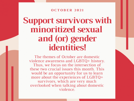 October 2021: Domestic violence awareness and LGBTQ+ relationships